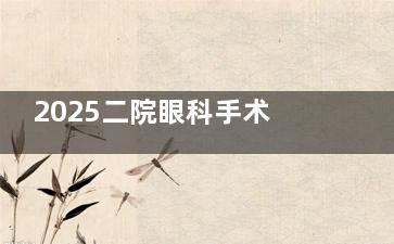 2025二院眼科手术价格大公开：近视手术 8000 元起，白内障 9000 元起，斜视矫正 6500 元起